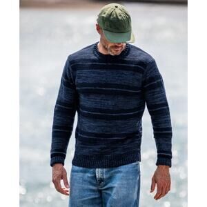 Line Of Trade Knit Crew Neck Division Sweater Pullover Mens Size Large Navy New